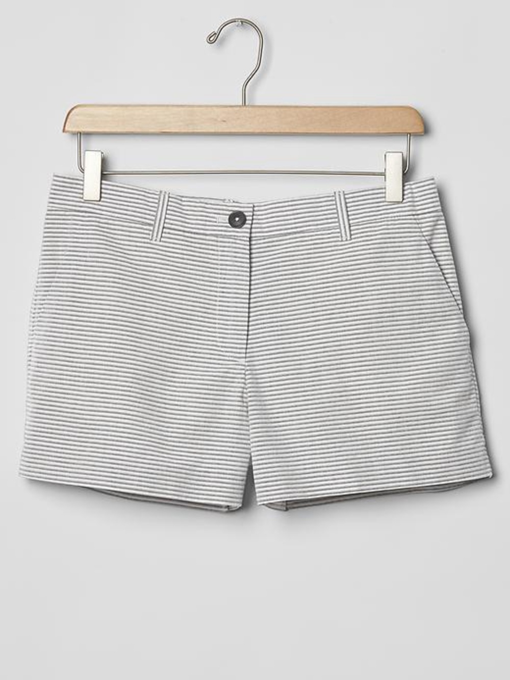 GAP Summer Blue Dobby Grey White Stripes Mid Rise Chino Khaki Shorts size 6 NWT
